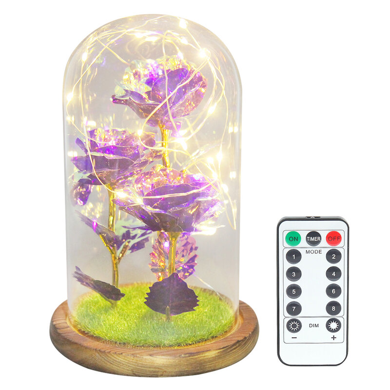 Kreatywna lampa Rose Flower LED szklana kopuła Fairy String lampka nocna walentynki urodziny prezent ślubny dekoracje do domu na prezent