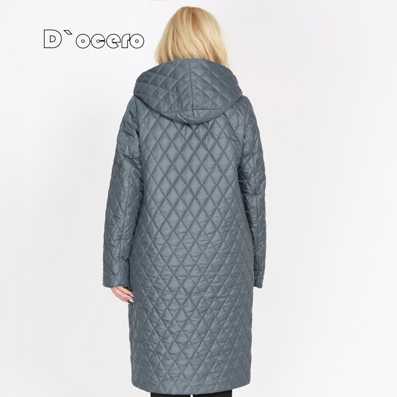 2022 New Women's Jacket Spring Long Fashion Autumn Quilted Coat With Belt Rhombus Pattern Casual Oversize Parkas Warm Outerwear