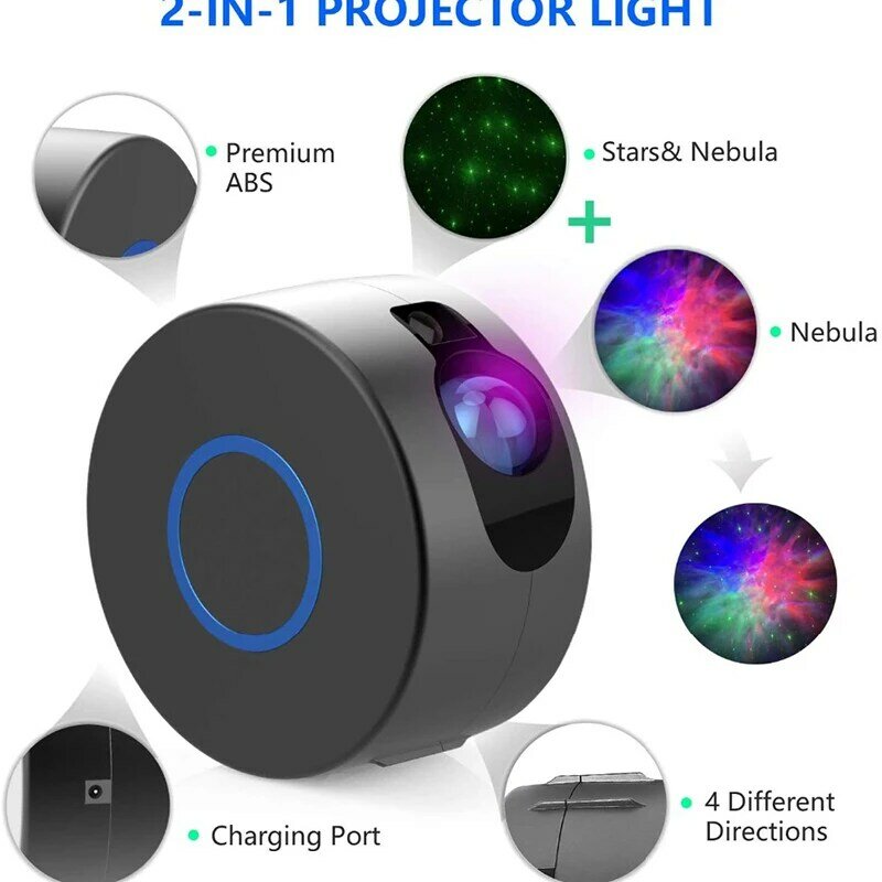 Led Starry Sky Projector Star Night Light Projection 7 Colors Ocean Waving Lights 360 Degree Rotation Decoration Room Lamp Gifts