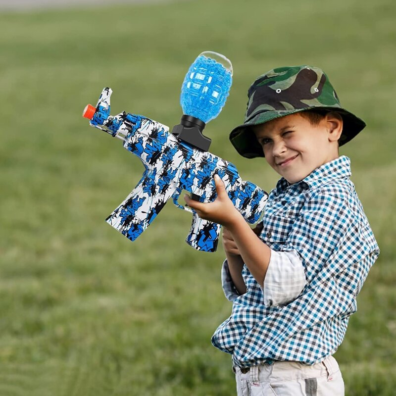 ของเล่นบลาสเตอร์เจลไฟฟ้าแบบ AK47สำหรับเด็กผู้ใหญ่ปืนยิงอัตโนมัติ10000ลูกปัดน้ำแว่นตากิจกรรมกลางแจ้งของขวัญสำหรับเด็กผู้ชาย