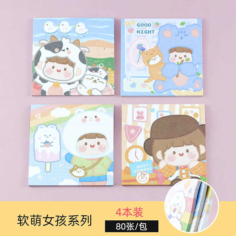 80Page Korean Creative Cartoon Astronaut Strawberry Memo Pad Cute Girl Sticky Notes Notebook School Office Supplies Kawaii Decor