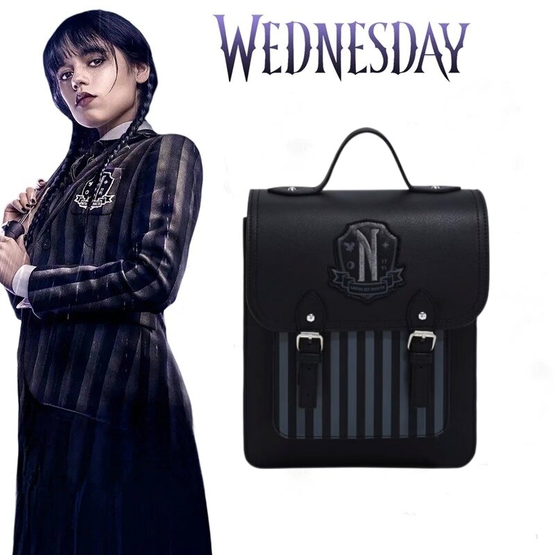 Addams-mochila de Cosplay de Wednesday para estudiantes, bolsos Retro para estudiantes, bolsa universitaria, bolsas escolares góticas, accesorios para juegos de rol de fiesta