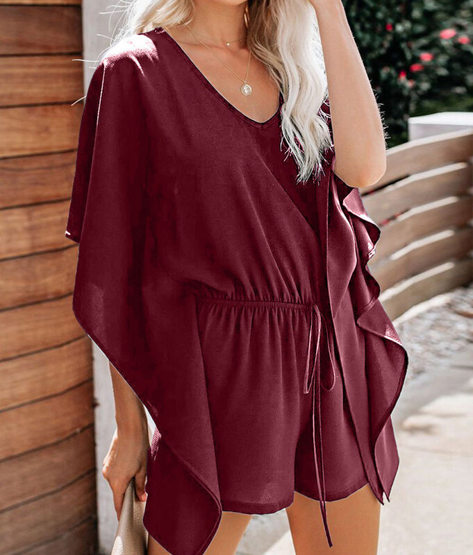 Fashing Summer Jumpsuit Women Overalls Elegant Long Plus Size Jumpsuits Female Lace Up Rompers Overalls For Women