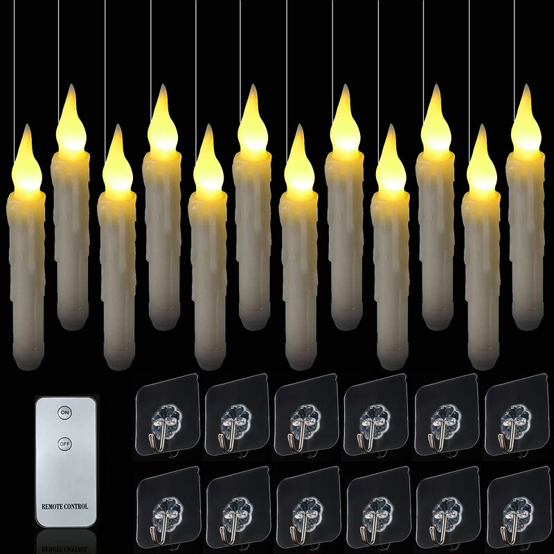 6 шт. светодиодные свечи, рождественская свеча на елку, мигающее пламя с таймером, дистанционное управление, день рождения, дом 2022, новогодни...