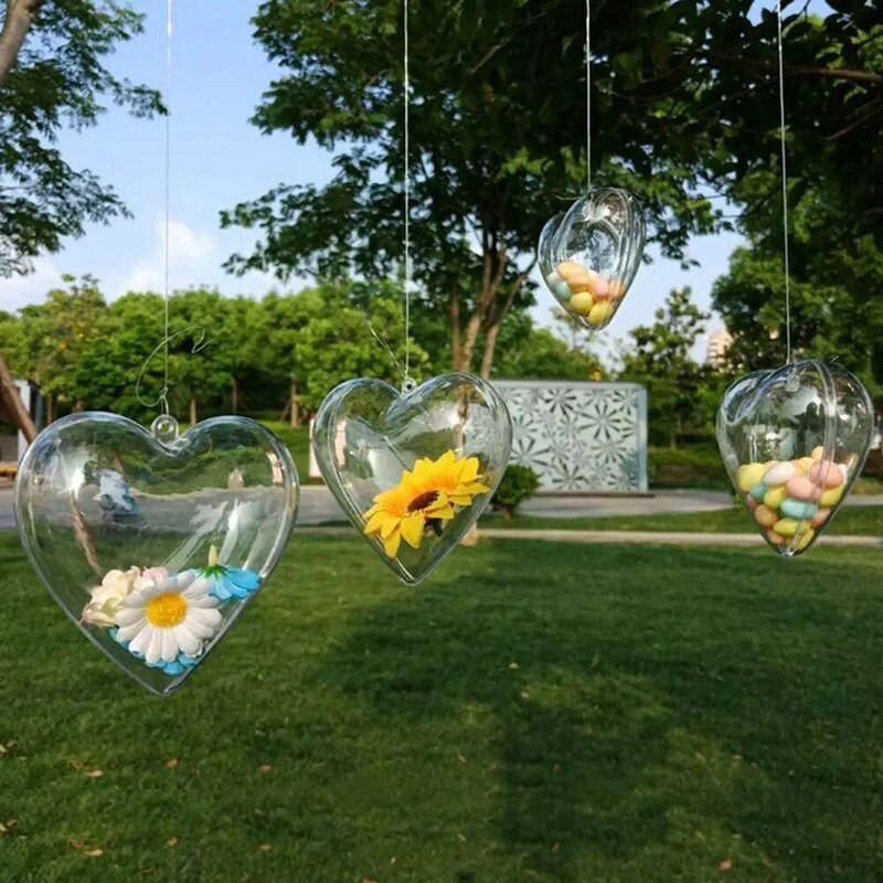5 sztuk/partia w kształcie serca przezroczyste plastikowe kulki przezroczyste plastikowe kulki w kształcie serca bombki na świąteczne dekoracje ślubne I6t5