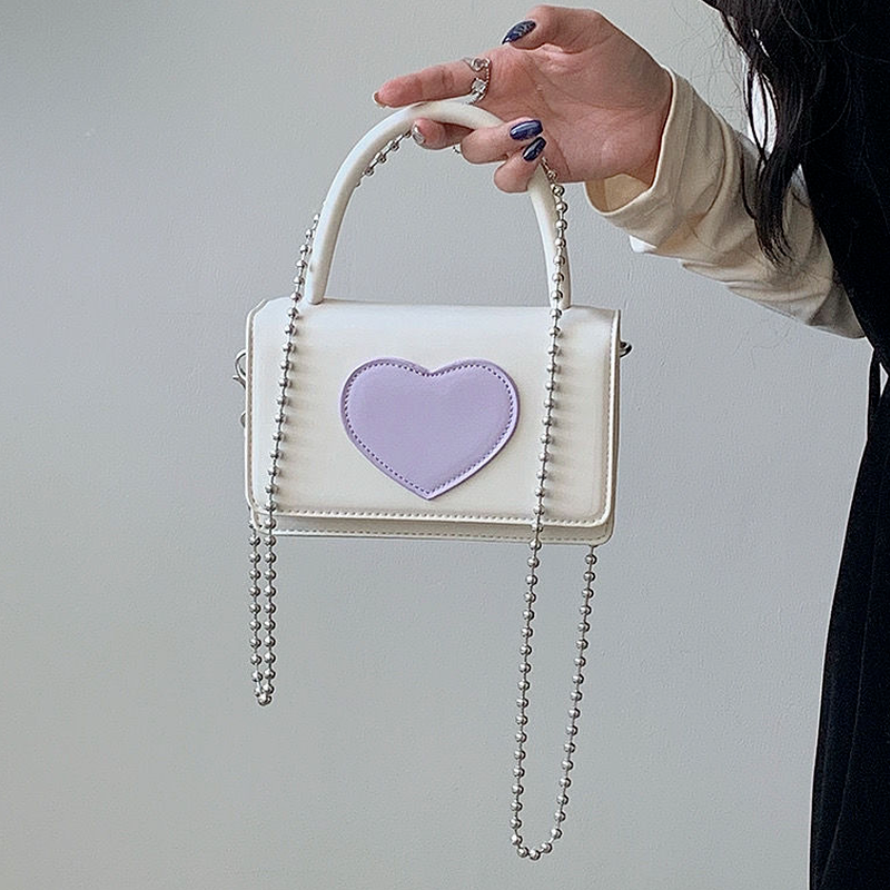 Giappone Harajuku Cute Heart borsa da donna Kawaii borse a tracolla 2022 piccola borsa a tracolla Lolita con catena di perline borse a tracolla per ragazza