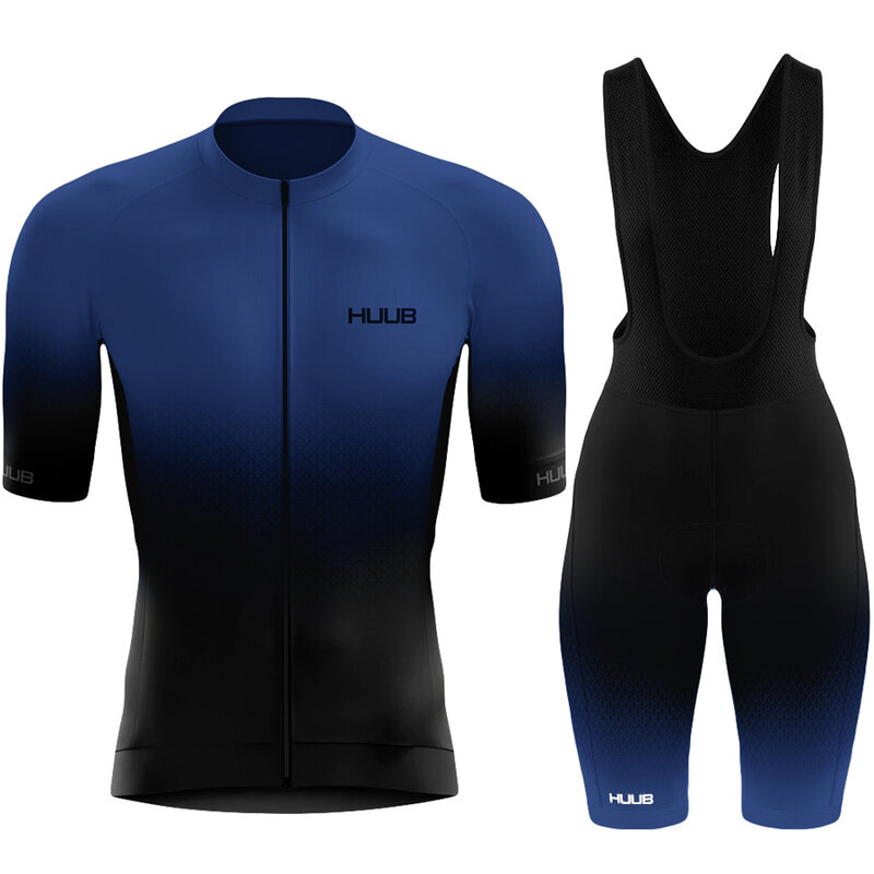 2022 HUUB Jersey Bersepeda + Set Celana Pendek Bib Pakaian Sepeda Gunung Tim Pria Setelan Lengan Pendek Seragam Latihan Sepeda MTB