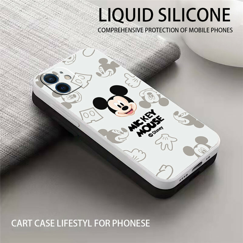 Cartoon Mickey Minnie Mouse Duck per Apple iPhone 13 12 11 Pro Mini X XR XS Max SE 6 6S 7 8 Plus custodia per telefono silicone liquido