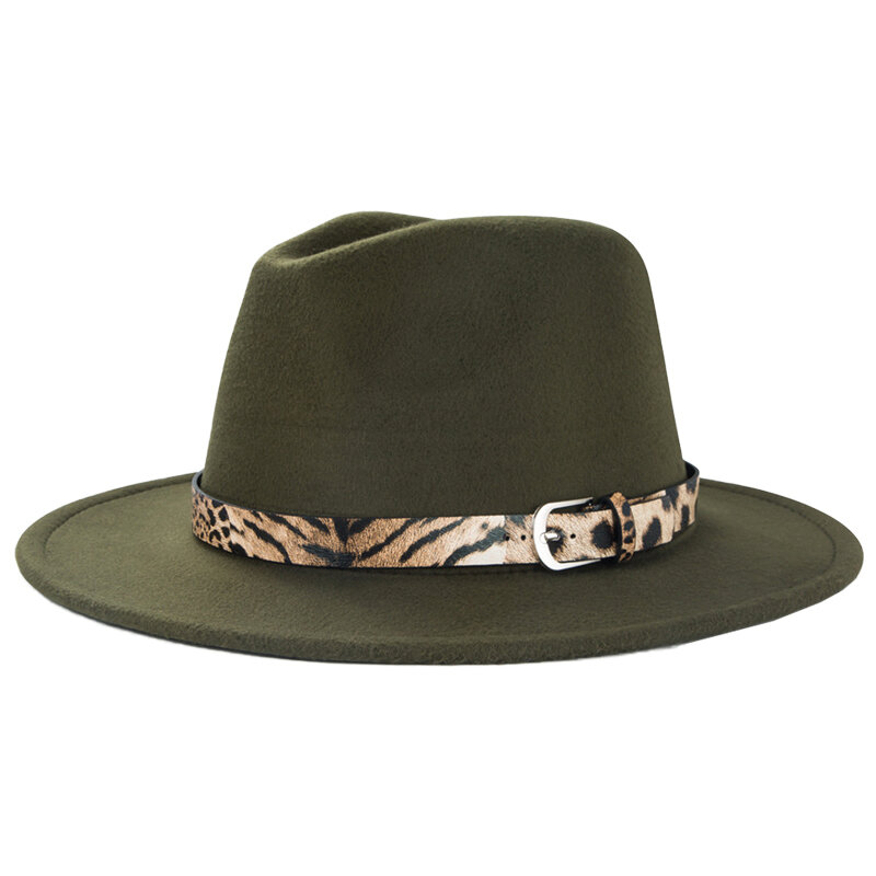 Fedora – Chapeau à large bord pour Femme et homme, avec ceinture en feutre, de luxe, noir, Jazz, église, automne et hiver