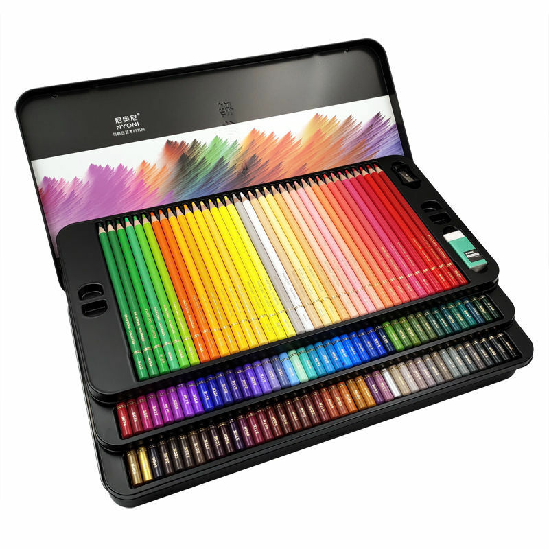Nyoni 24/36/48/72/120 cores lápis cor oleosa esboçar lápis coloridos conjunto caixa de ferro para o artista desenho escola arte suprimentos