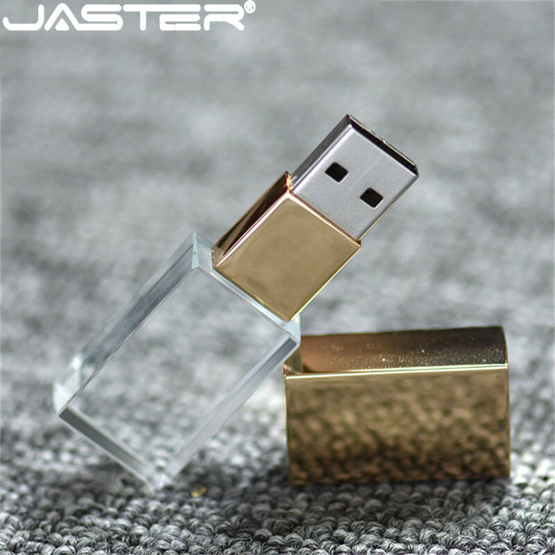 JASTER 2.0 Flash Drives 128GB Ouro Rosa 64GB USB + Caixa de Presente de Casamento de Cristal Pen Drive Memory Stick 32GB GB 8 16GB Pendrive Personalizado