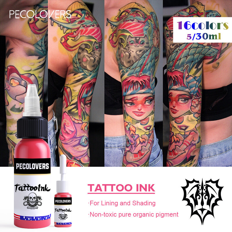 Tinta para tatuagem permanente profissional, pigmento de micronatural para arte corporal, 9 cores, 5ml/garrafa