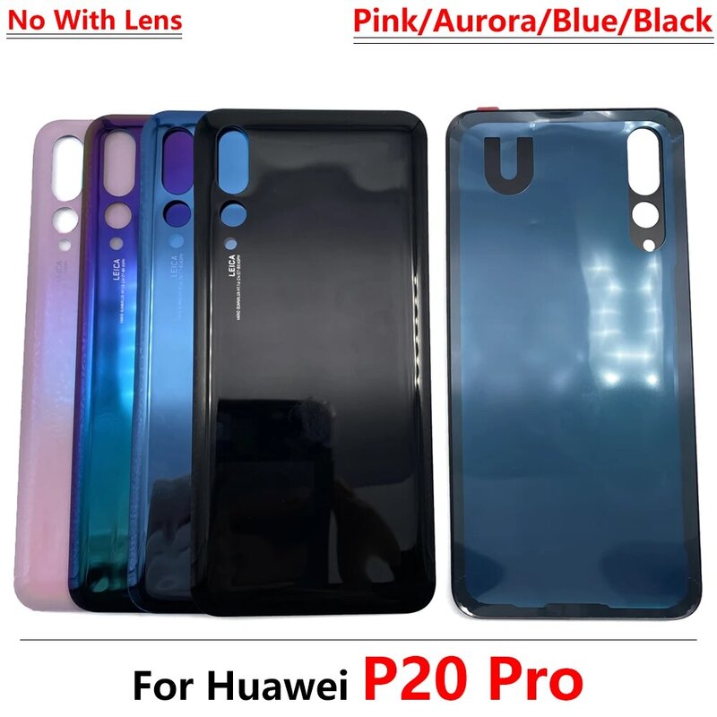 Cubierta trasera de batería para Huawei P20 / P20 Pro / P20 Lite, carcasa de vidrio, reemplazo de puerta trasera con adhesivo con logotipo