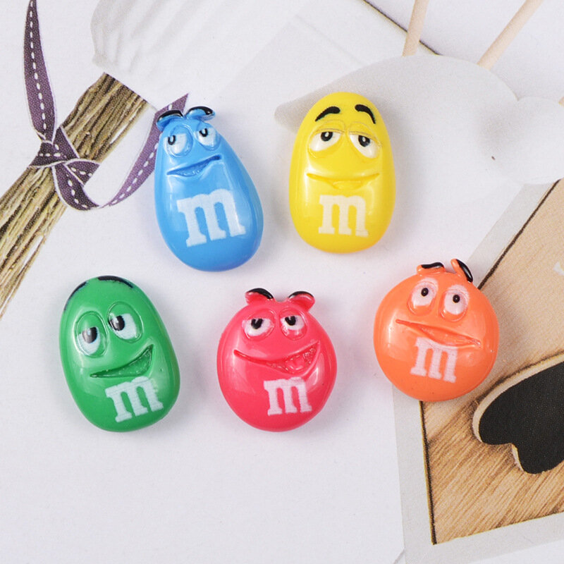 10pcs Resin Chocolate Emulation M&M DIY Craft  Material Cute Charms for Decoration Jewelry Making Supplies Pendant Accessories