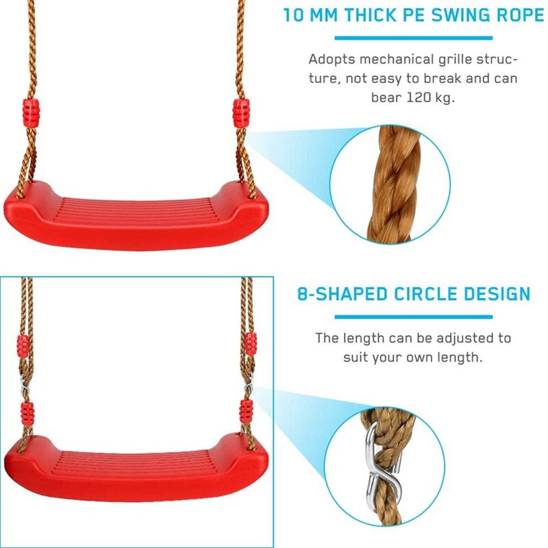 New Swing Seat Set Kids Swing Seat Swing with Adjustable Rope Durable Playground Swing Easy To Install Heavy Duty Swing Seat