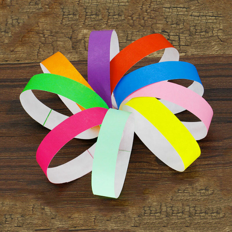 Tyvek-bracelets en papier synthétique, 100 pièces, Bracelet collant de réunion, motif imprimé, Logo, carte en papier, bracelets de fête
