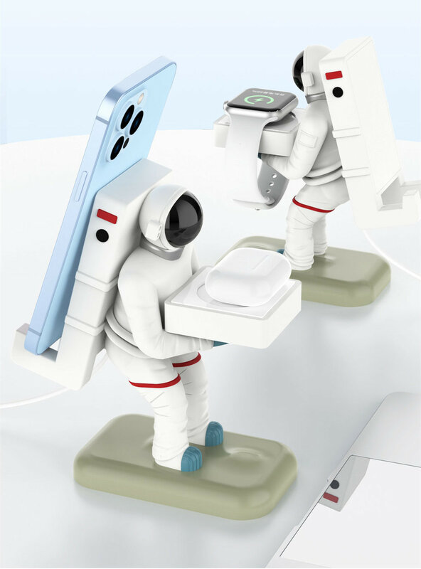 Ilepo 3 In 1 Draadloze Horloge Charger Astronaut Stijl Speelgoed Magnetische Horloge Standhouder Draadloze Opladen Voor Slimme Horloges Laders