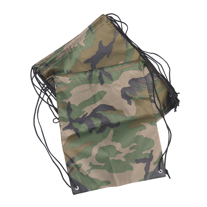10pcs Useful Drawstring Backpack Portable Travel Backpack Multipurpose Storage Pouch for Outdoor Camping (Camouflage)