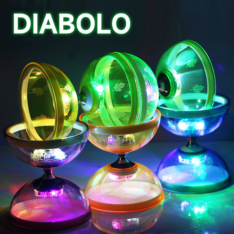Luminous Diabolo มืออาชีพสามแบริ่งความเร็วสูงหมุนสิ่งแวดล้อมซิลิโคนเด็กของขวัญกลางแจ้งออกกำลังกาย