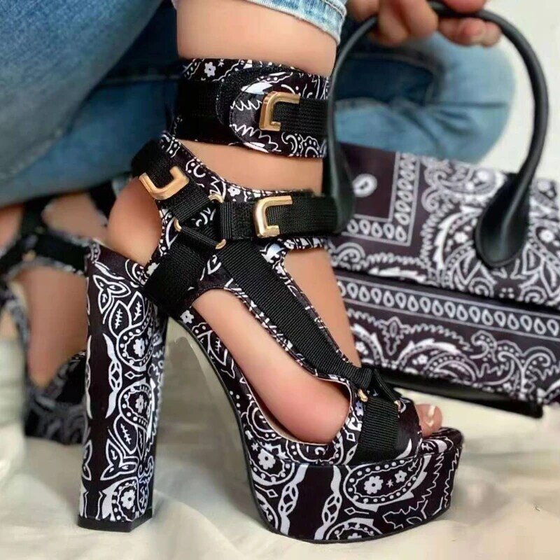 Brand Silk Women's High Heels Fashion Velcro Peep Toe Woman Sandals Gladiator Pumps 2022 Summer Female Party Wedding Shoes Newly