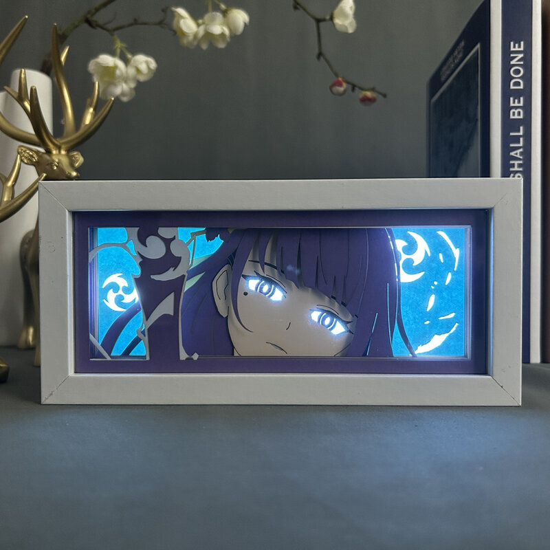 Raiden Shogun Genshin Impact Led Lamp Box for Room Decor Night Light Box Birthday Gift 3d Paper Cut Lightbox Decor Lamp