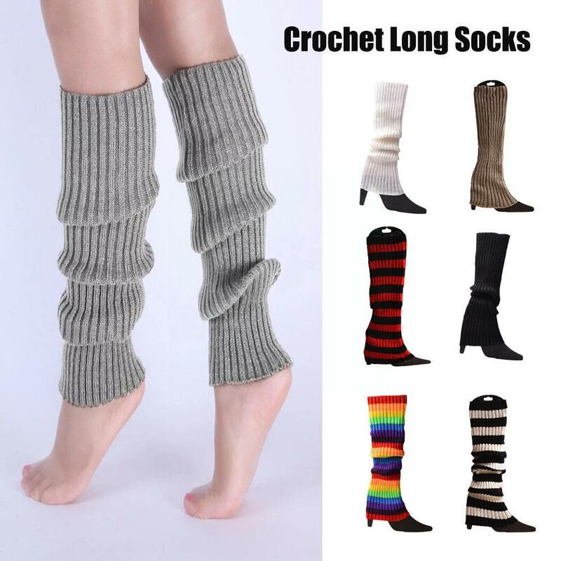 New Crochet Knitted Leg Warmers Women Foot Cover Warm Polyester Sock Rainbow Size Cuffs Fashion Boot Free Z2O0
