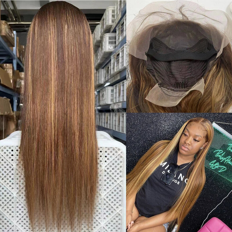 Highlight Wig Straight Lace Front Human Hair Wigs For Women Brazilian 13x4/13x6 Lace Frontal Wig Remy Closure Wig Pre Plucked