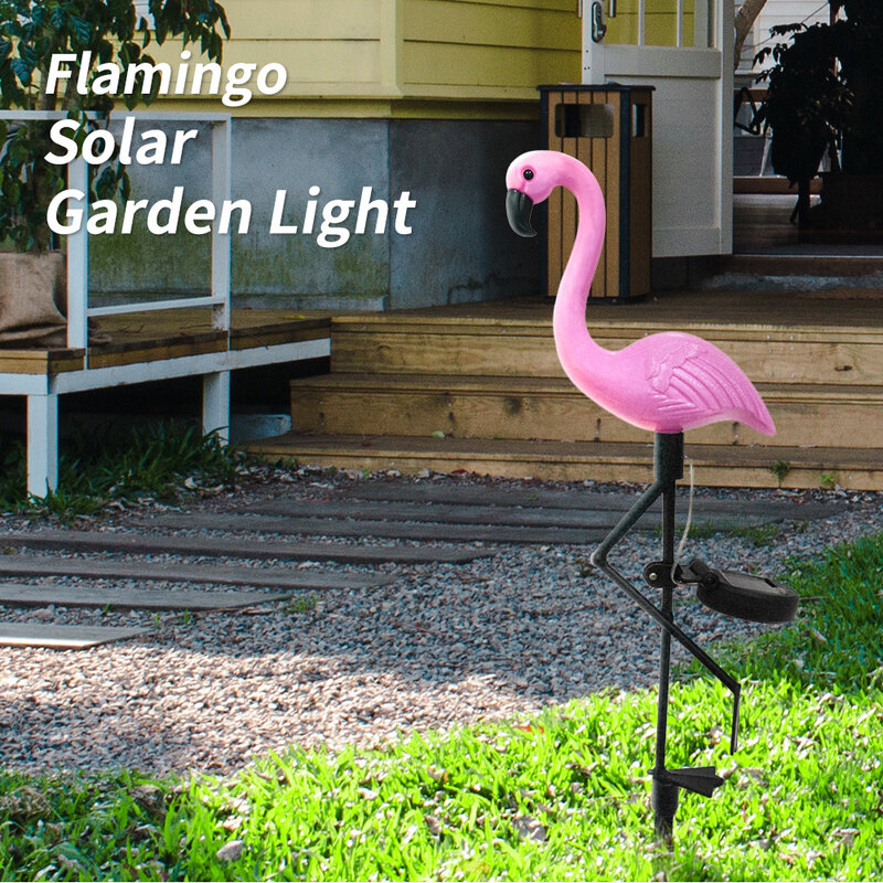 Luz Led Solar para decoración de jardín al aire libre, con flamenco, impermeable, para suelo, con luces de paisaje