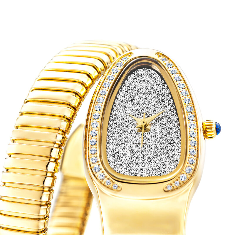 MISSFOX New Snake Full Diamond Woman Watch bracciale in oro orologi Lady Fashion Party Women orologi al quarzo orologi da polso di lusso