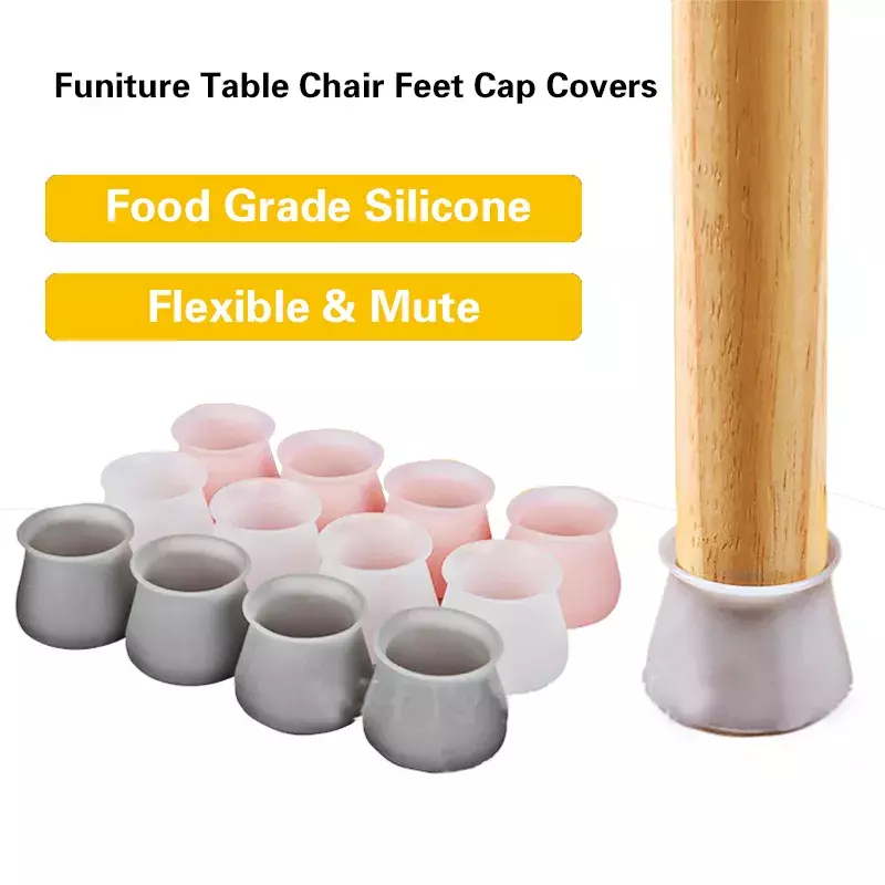 Stół i krzesła nogi silikonowe nasadki Funiture stopy osłony ochraniające antypoślizgowa noga stołu czapki ochrona stóp dolne osłony
