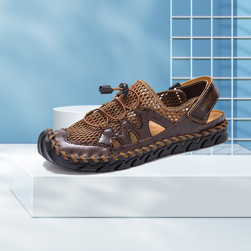Sandalias antideslizantes para hombre, zapatos hechos a mano de cuero genuino, a la moda, para la playa y el verano, gran oferta, CZC10464