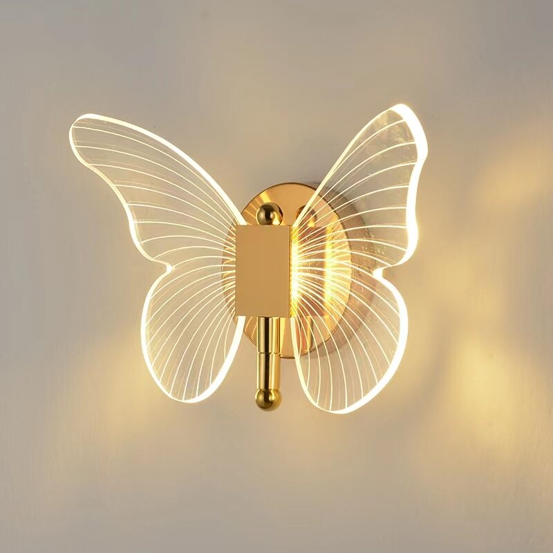 Nowoczesna lampa ścienna LED Butterfly lampy wewnętrzne do badania nocnego salon jadalnia kuchnia Nordic kinkiety Home Decor