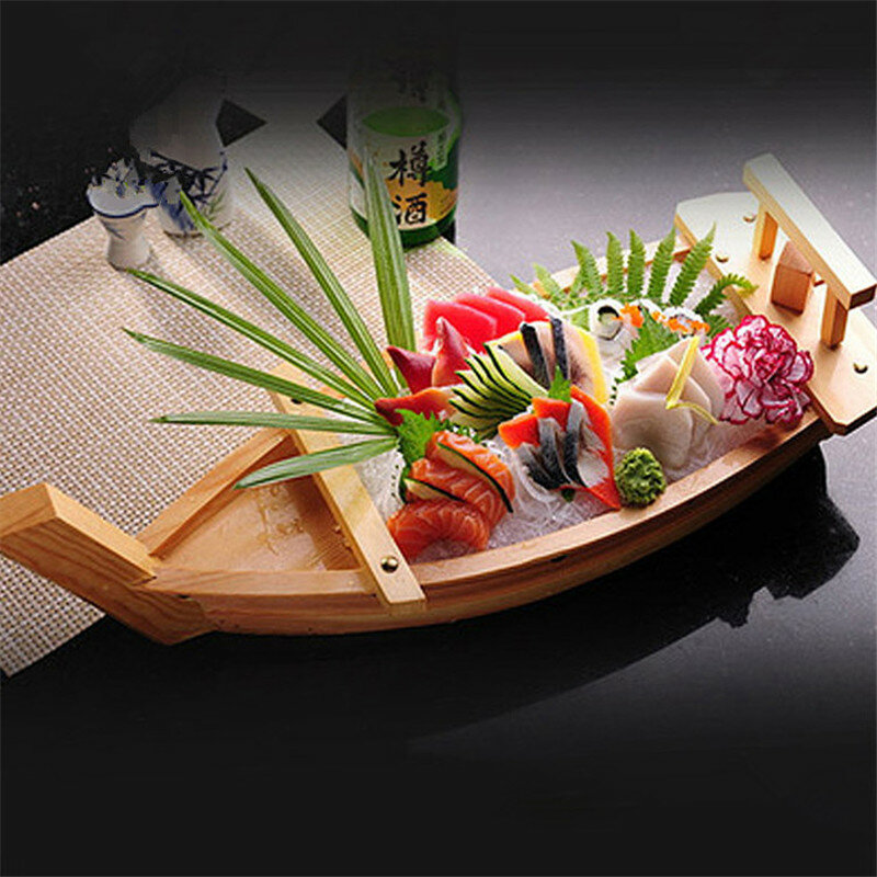 Besar 40Cm untuk 90Cm Masakan Jepang Sushi Perahu Nampan Makanan Laut Alat Kayu Kayu Restoran Buatan Tangan Perahu Sashimi