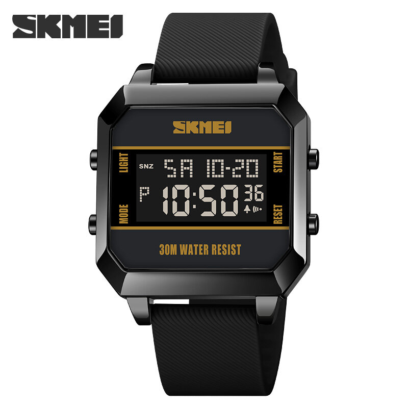 SKMEI الفاخرة الرياضة ساعة رقمية رجل موضة تصميم ساعات رجالية كرونوغراف العد التنازلي ساعة إلكترونية مقاوم للماء ساعة اليد