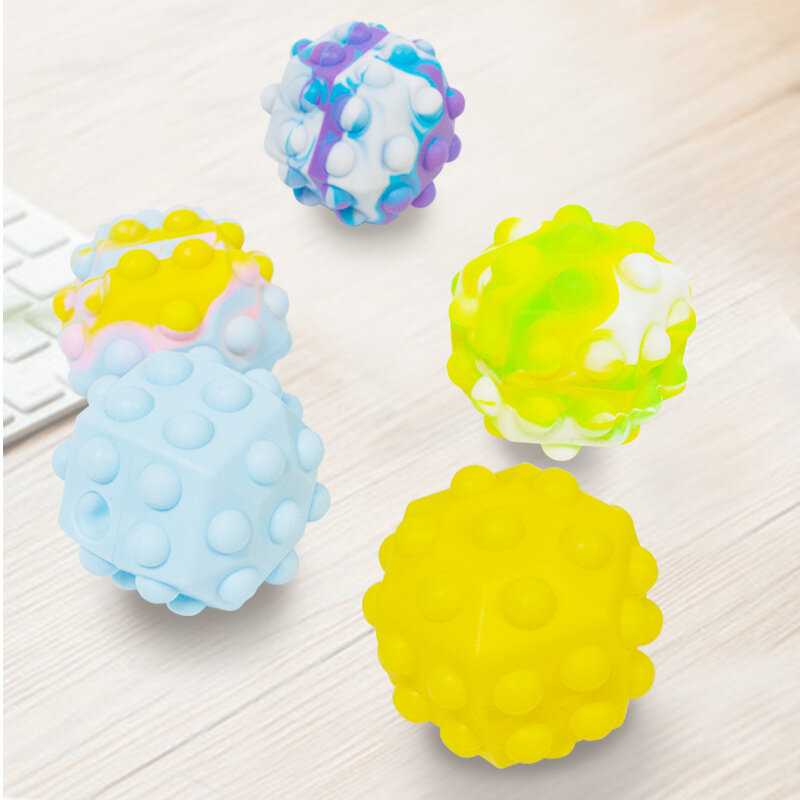 Balle Anti-Stress en Silicone pour enfants, jouet coloré Popit, bulle Push Pop, fossette sensorielle Simple, soulage l'autisme
