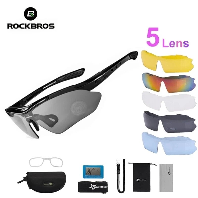 Rockbros Fietsen Bril Gepolariseerde 5 Lens Racefiets Fietsen Brillen Fietsen Zonnebril Mtb Mountain Fiets Fietsen Goggles