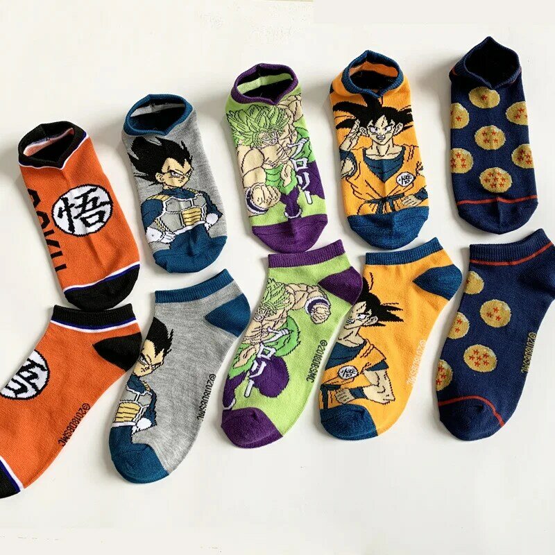 Calcetines de algodón con dibujos animados de dragon ball Z para hombre y mujer, medias invisibles de barco, Son Goku, Vegeta IV, Ventas Directas