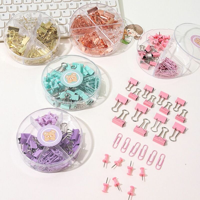 Boîte de 65 pièces macarons couleur Kawaii, papeterie créative, pince à papier à longue queue