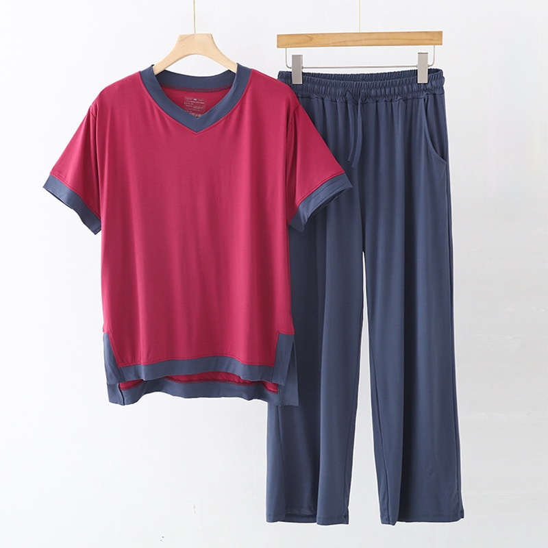 Pijamas de Modal de manga larga para mujer, conjunto de pijama holgado de color liso, para el hogar, primavera y otoño, 2022