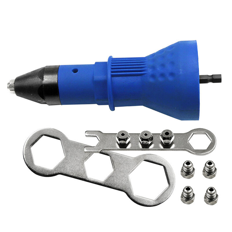 Electric Tool 16.1x5.8cm For Cordless Blue Professional Attachment With Wrench Nut Screwdrivers Rivet Drill Adapter Quick Easy