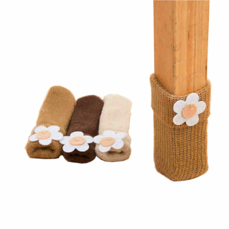 2021 nova 4 pçs cadeira perna meias móveis pés capa de manga gato riscando pano chão proteção tricô lã meias anti-deslizamento