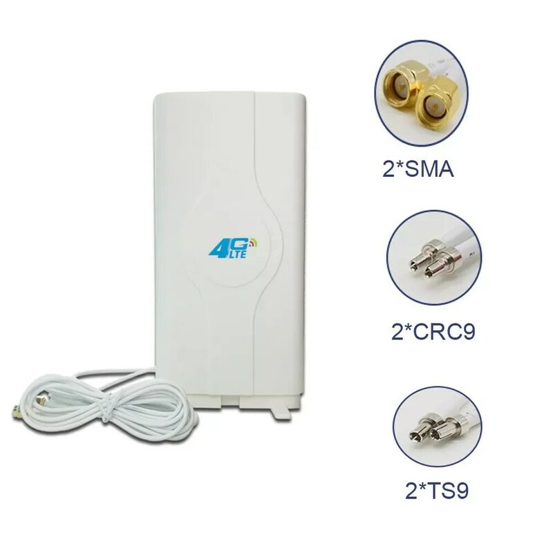3G 4G Lte เสาอากาศเสาอากาศ700 ~ 2600Mhz 88dbi SMA CRC9 TS9ชาย Connector Booster Mimo เสาอากาศแผง + 2เมตร