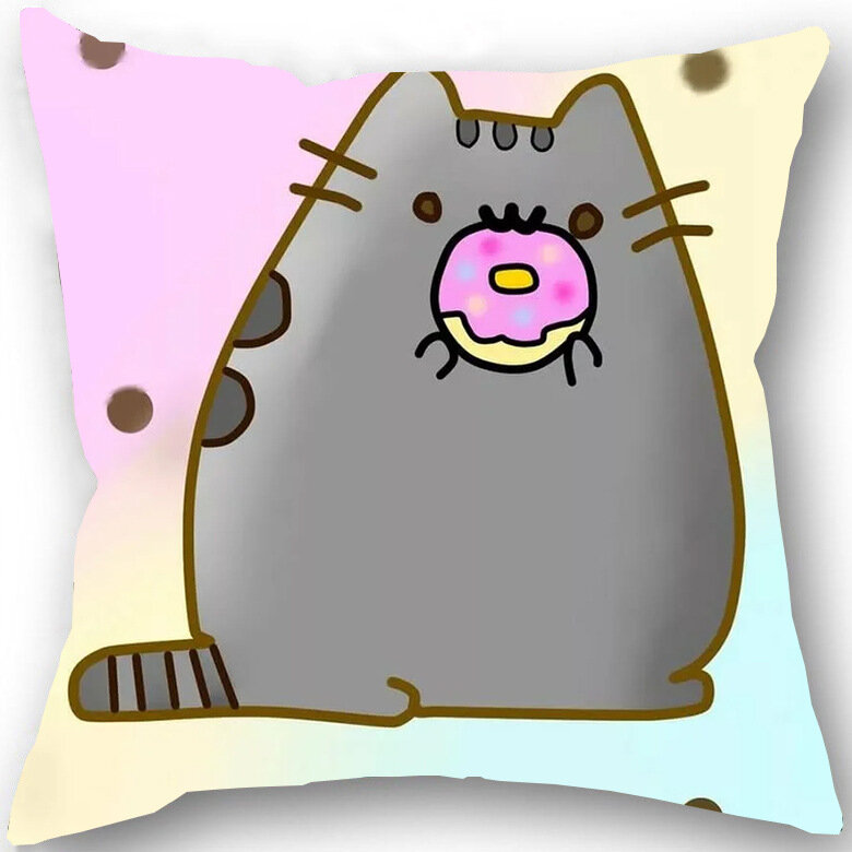 Funda de almohada de gato gordito Kawaii, cubierta de cojín de cintura de gato perezoso gris de dibujos animados, 45x45CM, decoración del hogar para habitación, sofá, Coche