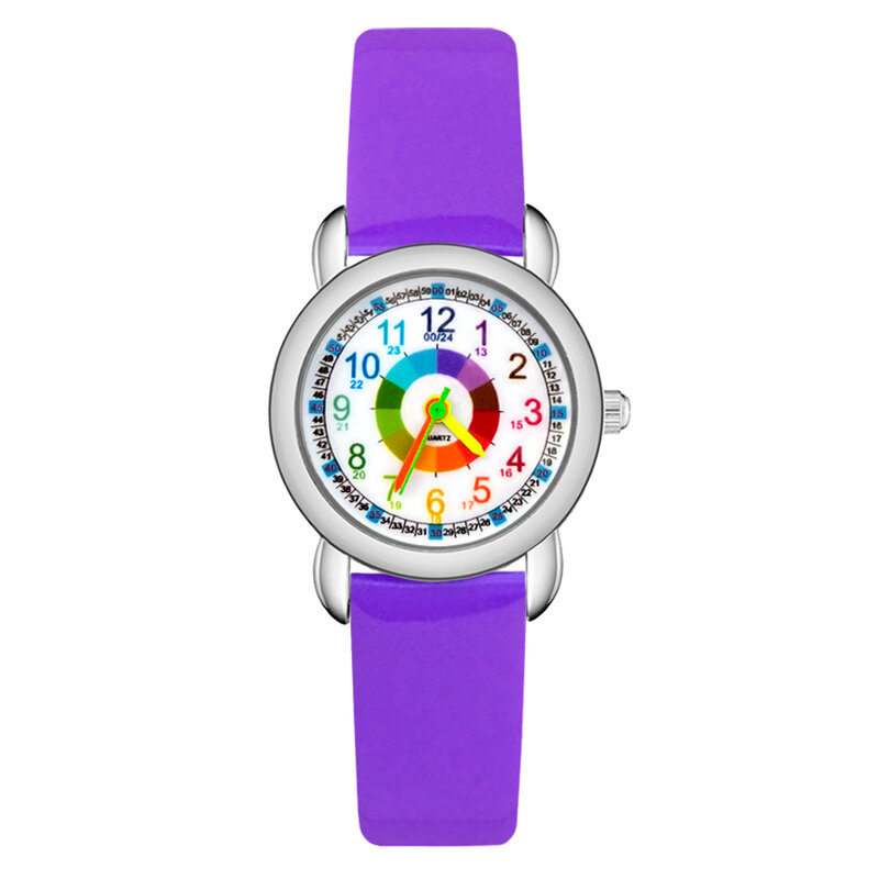 Children's Cute Cartoon Colorful Numbers Style Student Boy Girl Kids Leather Nylon Strap Quartz Wrist Watches JP23