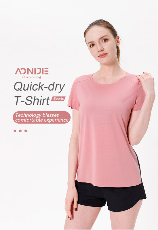 AONIJIE Female Sports Quick Drying T-shirt Breathable Sweatshirt Short Sleeve Shirt For Running Gym Leisure Commute Outdoor