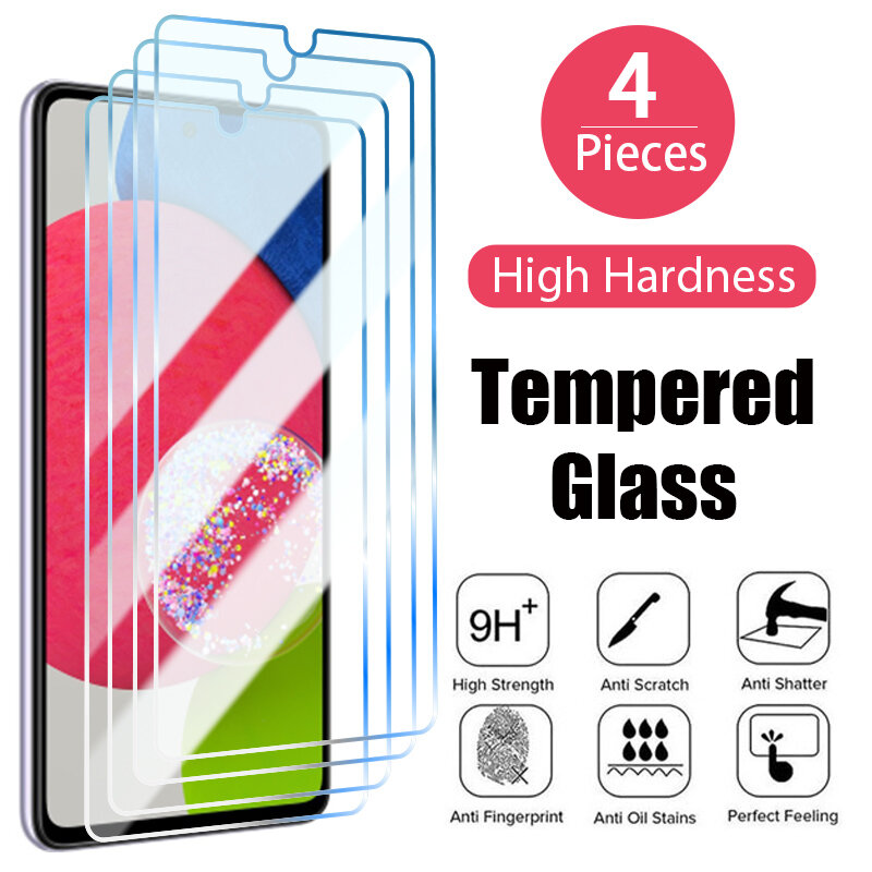 Protetor de tela de vidro temperado para Samsung, A13, A53, A73, A33, A32, A52S, A22, 5G, A52, A12, A72, A71, A50, A70, A03, 4 peças
