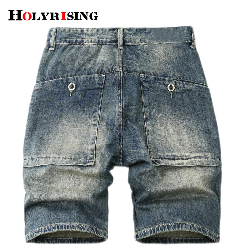 Holyrising men jeans shorts nova chegada venda quente da moda dos homens shorts verão retro carga denim shorts ácido do vintage nz076