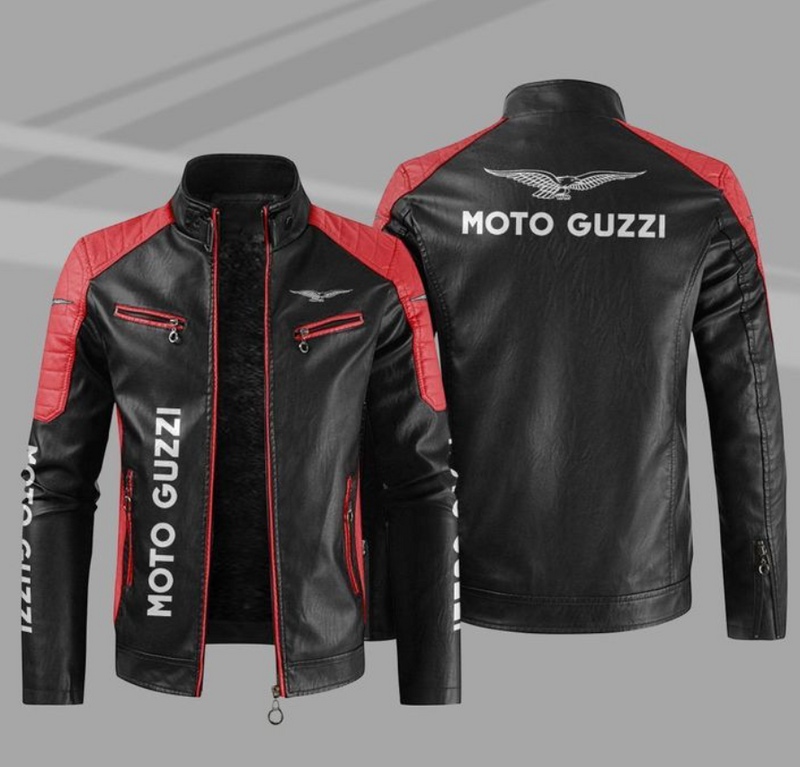 모토 GUZZI 남성용 PU 후드 재킷 코트, 오토바이 바이커 인조 가죽 재킷, 클래식 겨울 재킷 의류