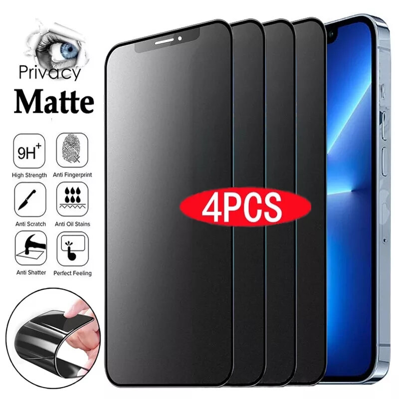 1-4Pcs Matte Ceramic Privacy Screen Protectors for iPhone XS Max X XR 7 8 6 Plus Anti-spy Film for iPhone 12 13 11 Pro Max Mini