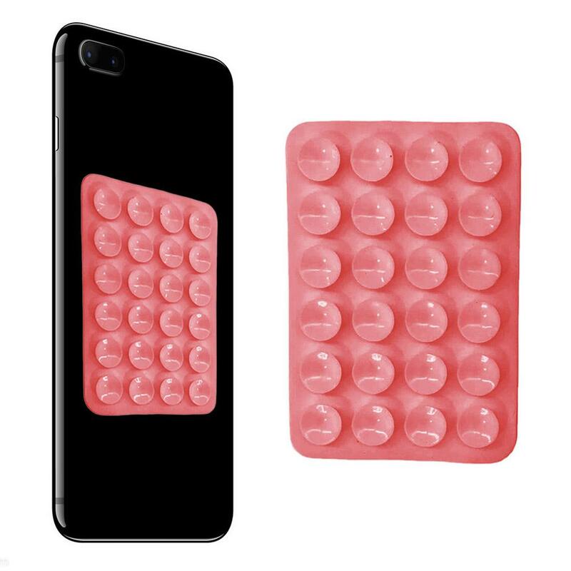 Suction Cup Wall Stand Mat Multifunctional Silicone Leather Square Phone Single-Sided Case Anti-Slip Holder Mount Suction 2023